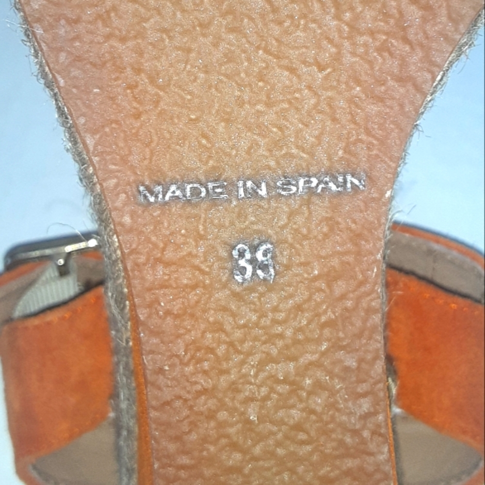 EUC KANNA Orange Suede Espadrille Wedge - Picture 9 of 9